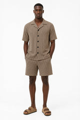 Striped Textured Knit Shorts