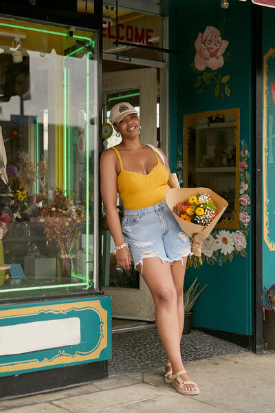 Plus Size Frayed Denim Mom Shorts