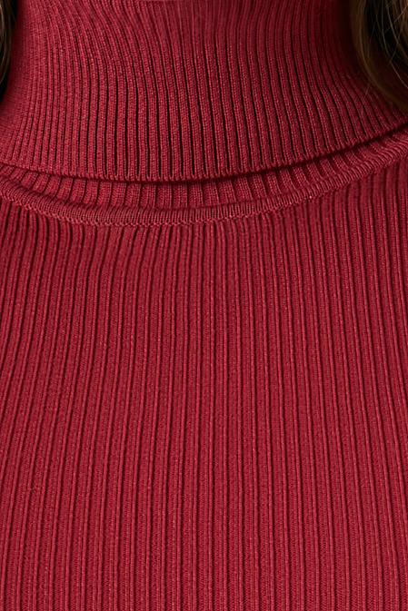 Ribbed Turtleneck Sweater-Knit Top