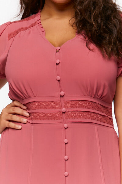 Plus Size Chiffon Puff-Sleeve Mini Dress