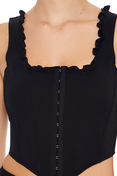 Ruffle-Trim Corset Crop Top