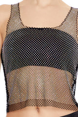 Sheer Rhinestone Netted Tank Top