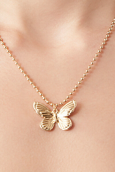 Etched Butterfly Pendant Necklace