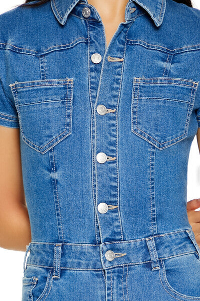 Flare Leg Denim Jumpsuit