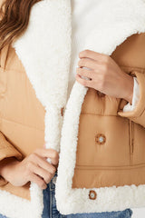 Faux Shearling Quilted Bomber Jacket