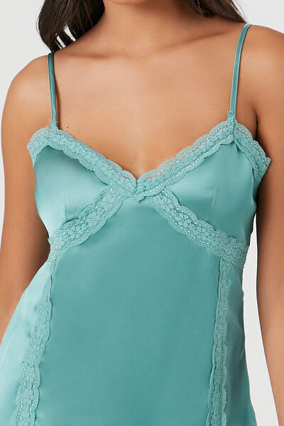 Lace-Trim Slip Mini Dress