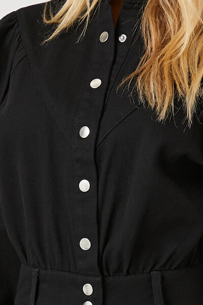 Twill Mock-Neck Mini Dress