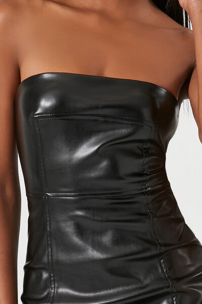 Faux Leather Mini Tube Dress