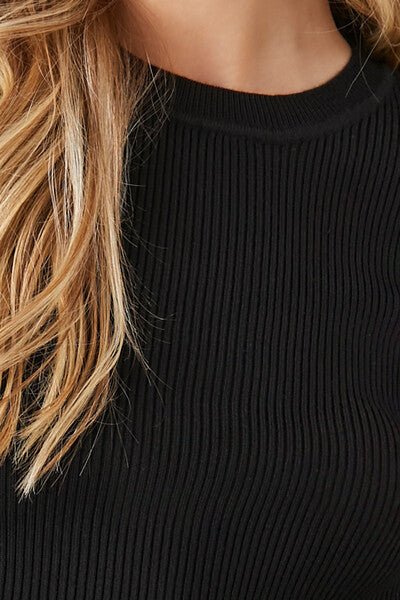 Ribbed Sweater-Knit Crop Top