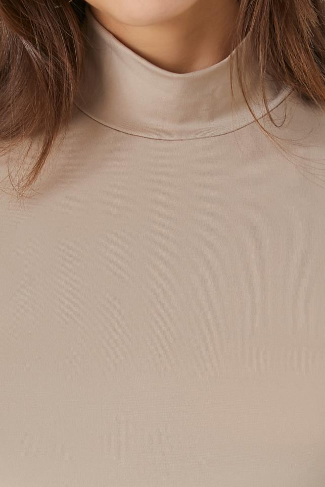 Cropped Wraparound Turtleneck Top