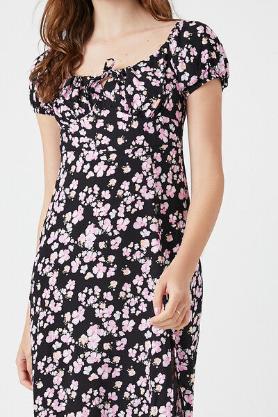 Ditsy Floral Slit Midi Dress