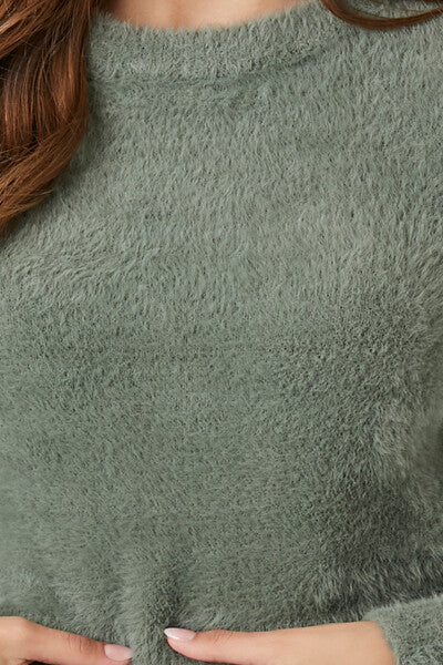 Fitted Fuzzy Knit Sweater