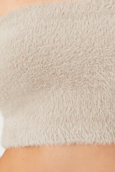 Fuzzy Sweater-Knit Tube Top