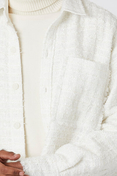 Frayed-Trim Boucle Shirt
