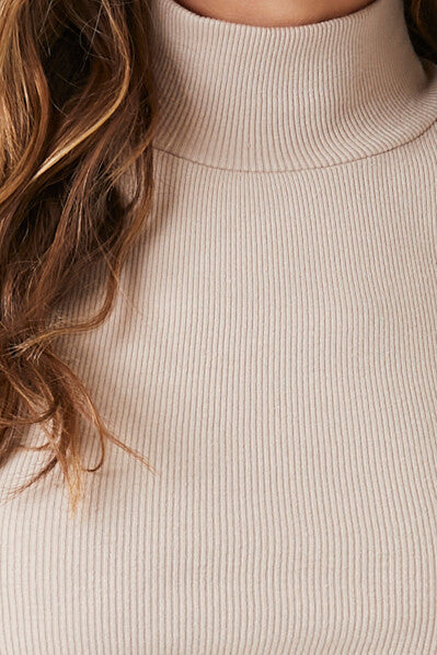 Ribbed Knit Turtleneck Crop Top