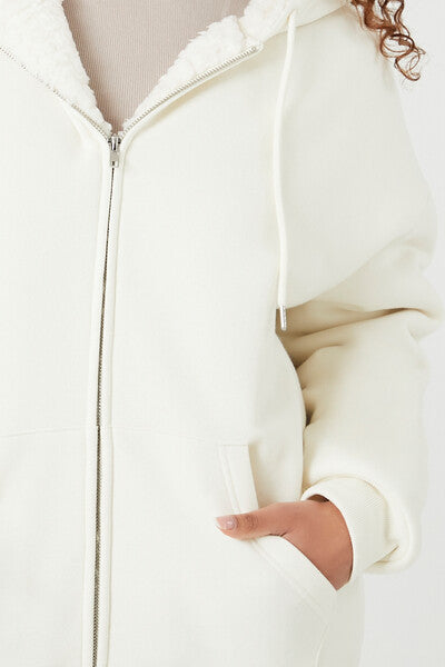 Faux Shearling-Trim Hooded Jacket
