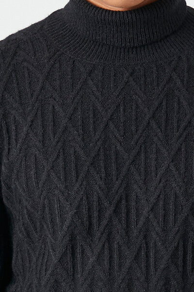 Diamond Knit Turtleneck Sweater