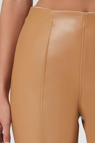 Faux Leather High-Rise Ankle Pants