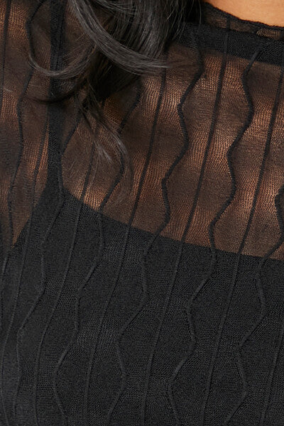 Sheer Lace Trumpet-Sleeve Top