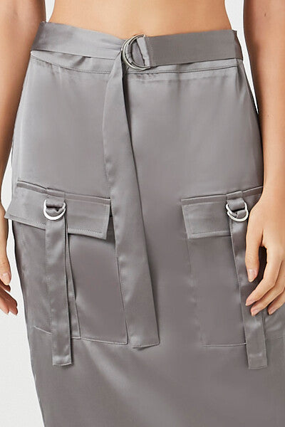 Satin Cargo Maxi Skirt