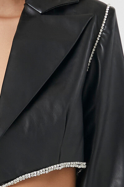 Cropped Faux Leather Jacket