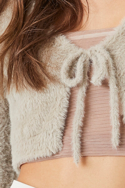 Fuzzy Cropped Cardigan Sweater