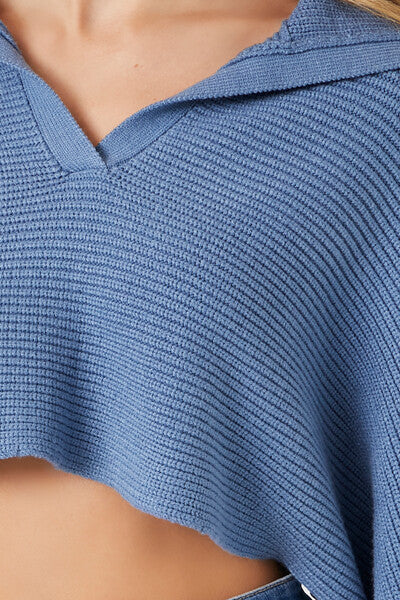 Split-Neck Sweater Crop Top