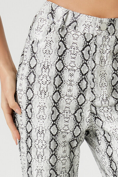 Faux Leather Snake Print Pants