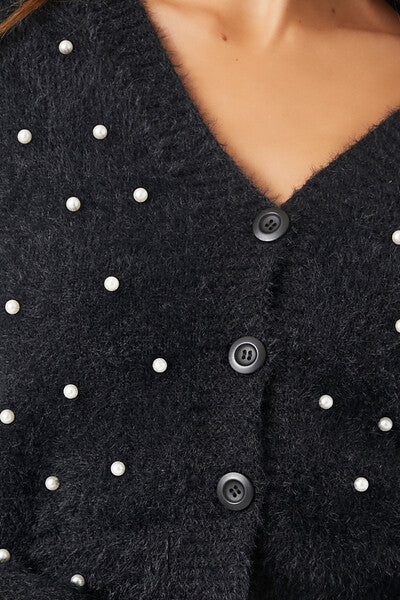 Faux Pearl Cardigan Sweater