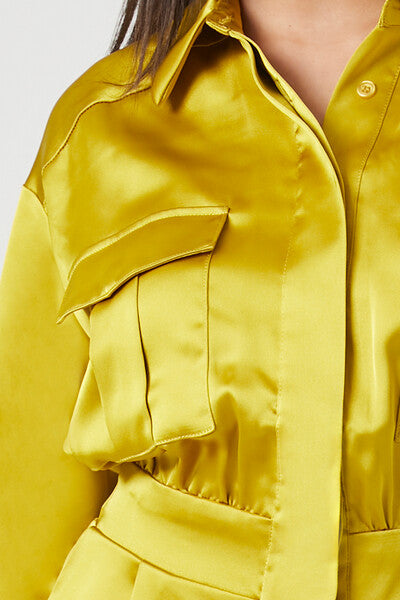Satin Shirt Mini Dress