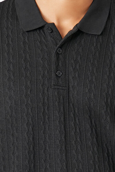 Textured Short-Sleeve Polo Shirt