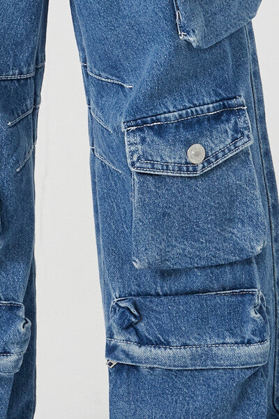 Girls Wide-Leg Cargo Jeans (Kids)