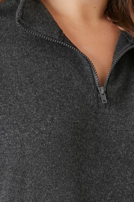 Plus Size Half-Zip Cropped Rib-Knit Pullover
