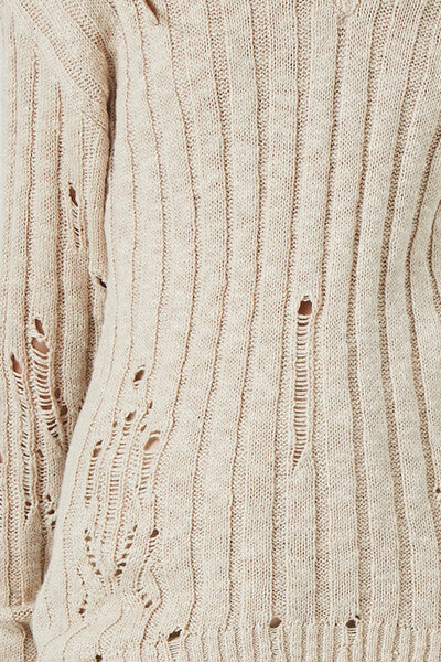 Distressed V-Neck Sweater