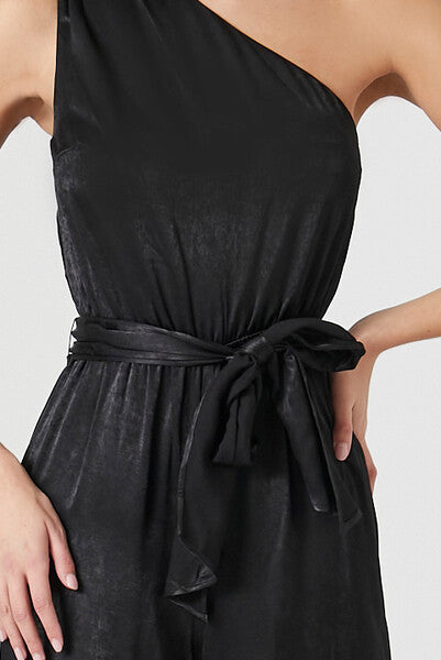 Satin One-Shoulder Jumpsuit
