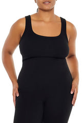 Plus Size Ribbed Knit Tank Jumpsuit