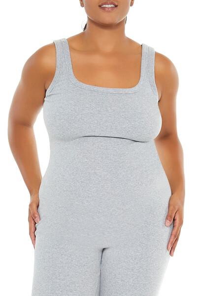 Plus Size Ribbed Knit Tank Jumpsuit