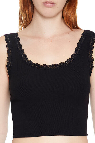 Lace-Trim Cropped Tank Top