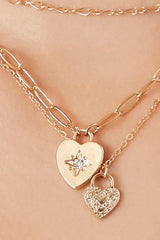 Layered Heart Pendant Necklace