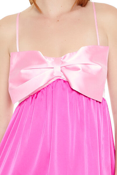 Colorblock Bow Mini Babydoll Dress