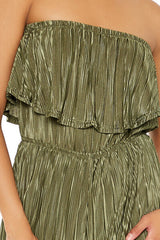 Strapless Plisse Flounce Jumpsuit