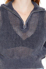 Sweater-Knit Netted Pullover