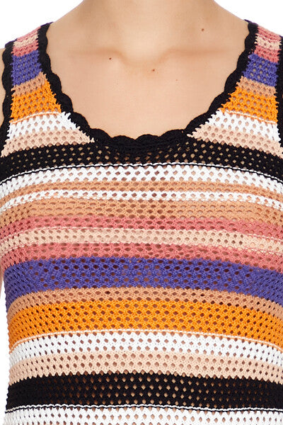 Striped Crochet Mini Tank Dress