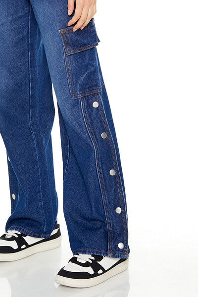 High-Rise Wide-Leg Cargo Jeans