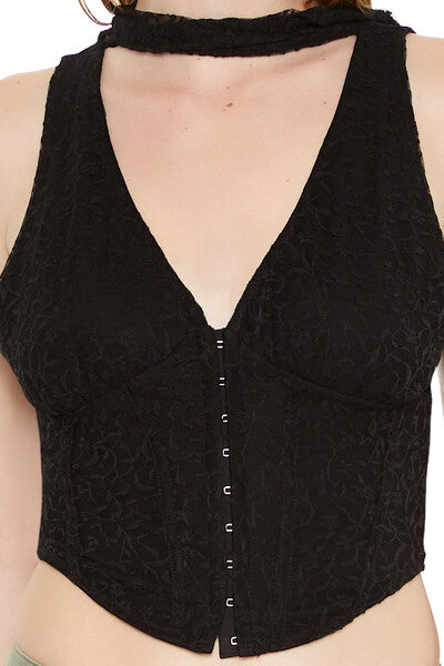Lace Sash Corset Crop Top