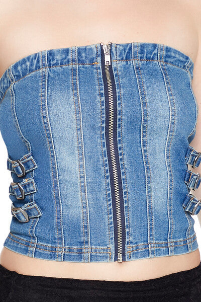 Denim Tube Crop Top