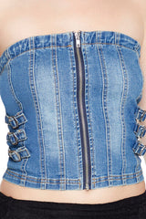 Denim Tube Crop Top