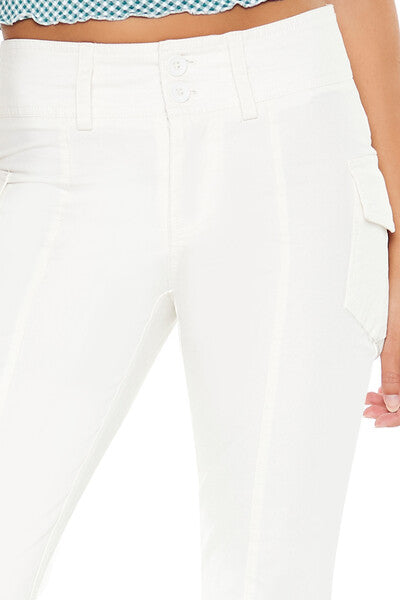 Poplin Flare-Leg Cargo Pants