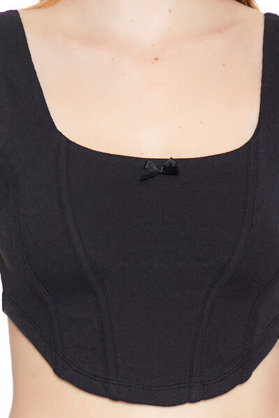 Corset Curved-Hem Crop Top
