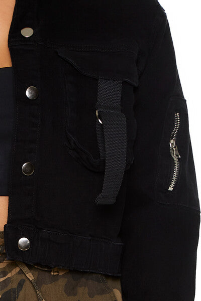 Plus Size Cargo Trucker Jacket